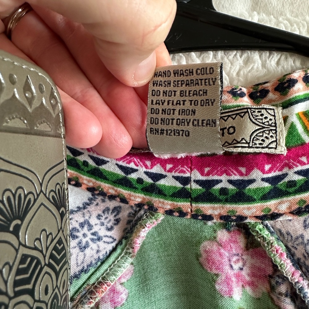 Flying Tomato Floral Green and White Kimono Boho Size Medium Large - Picture 5 of 5